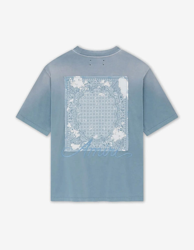 Amiri Blue Bleach Bandana Patch T-Shirt AMJYTE1197 856