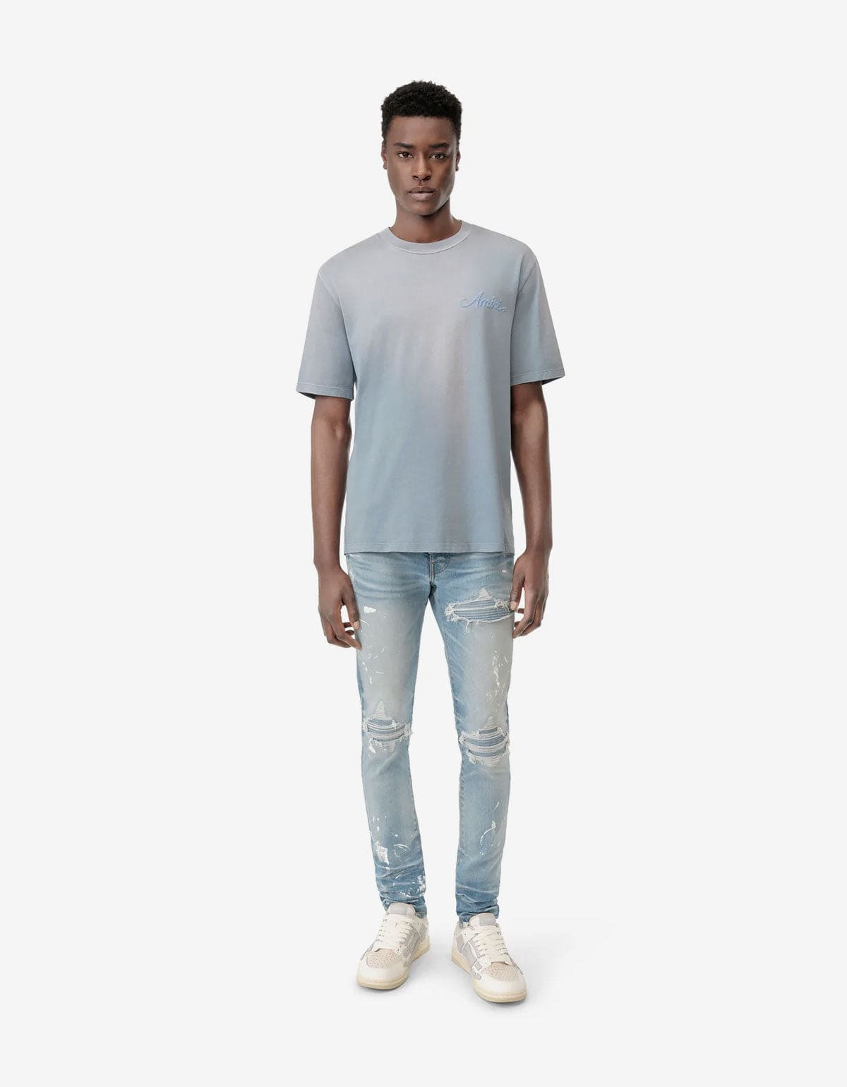 Amiri Blue Bleach Bandana Patch T-Shirt AMJYTE1197 856