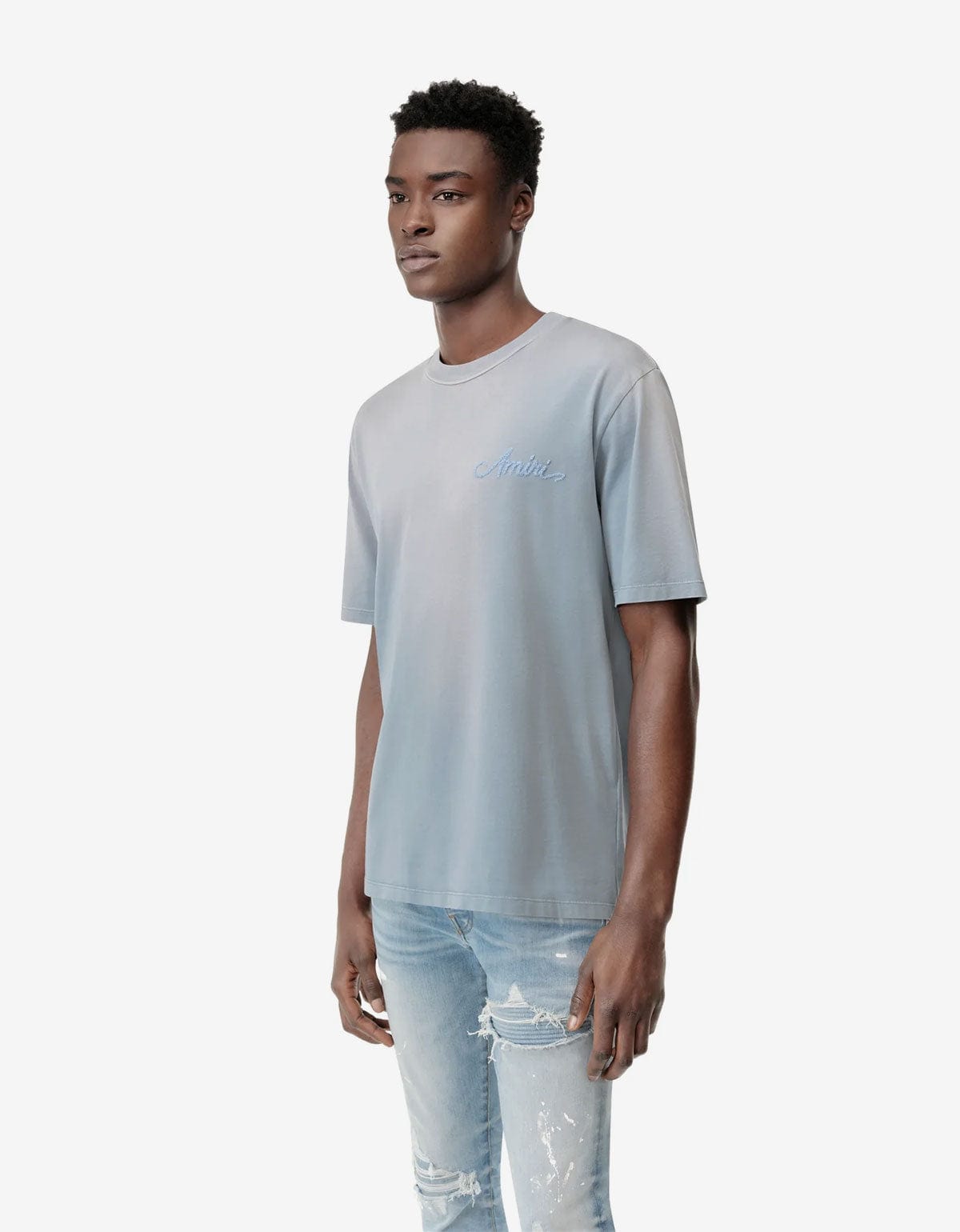 Amiri Blue Bleach Bandana Patch T-Shirt AMJYTE1197 856