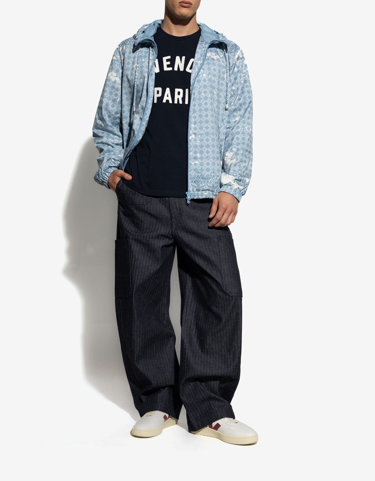 Amiri Ashley Blue Bleach Bandana Windbreaker Jacket | 100