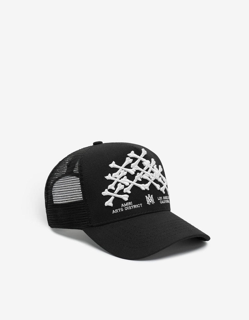 Amiri Bones Stacked Black Trucker Hat AMHATR1016 001
