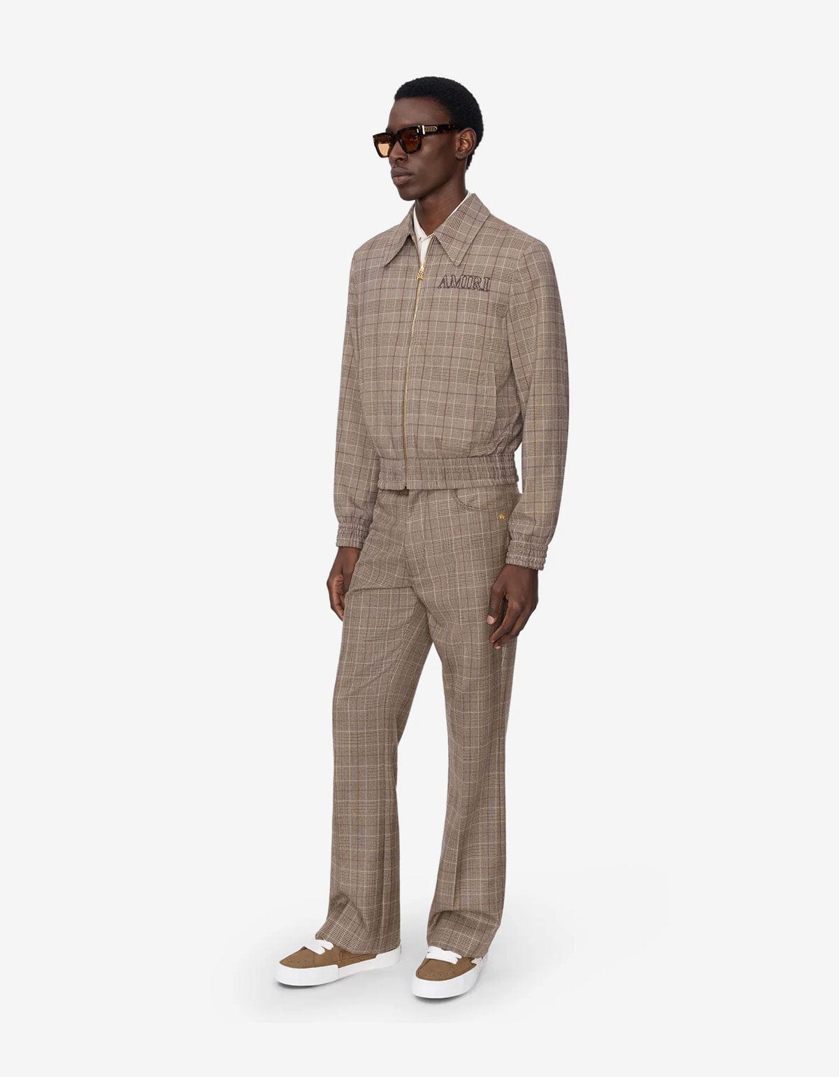 Amiri Brown Check Boot Cut Trousers | Wool Blend | AW25 | Zoo