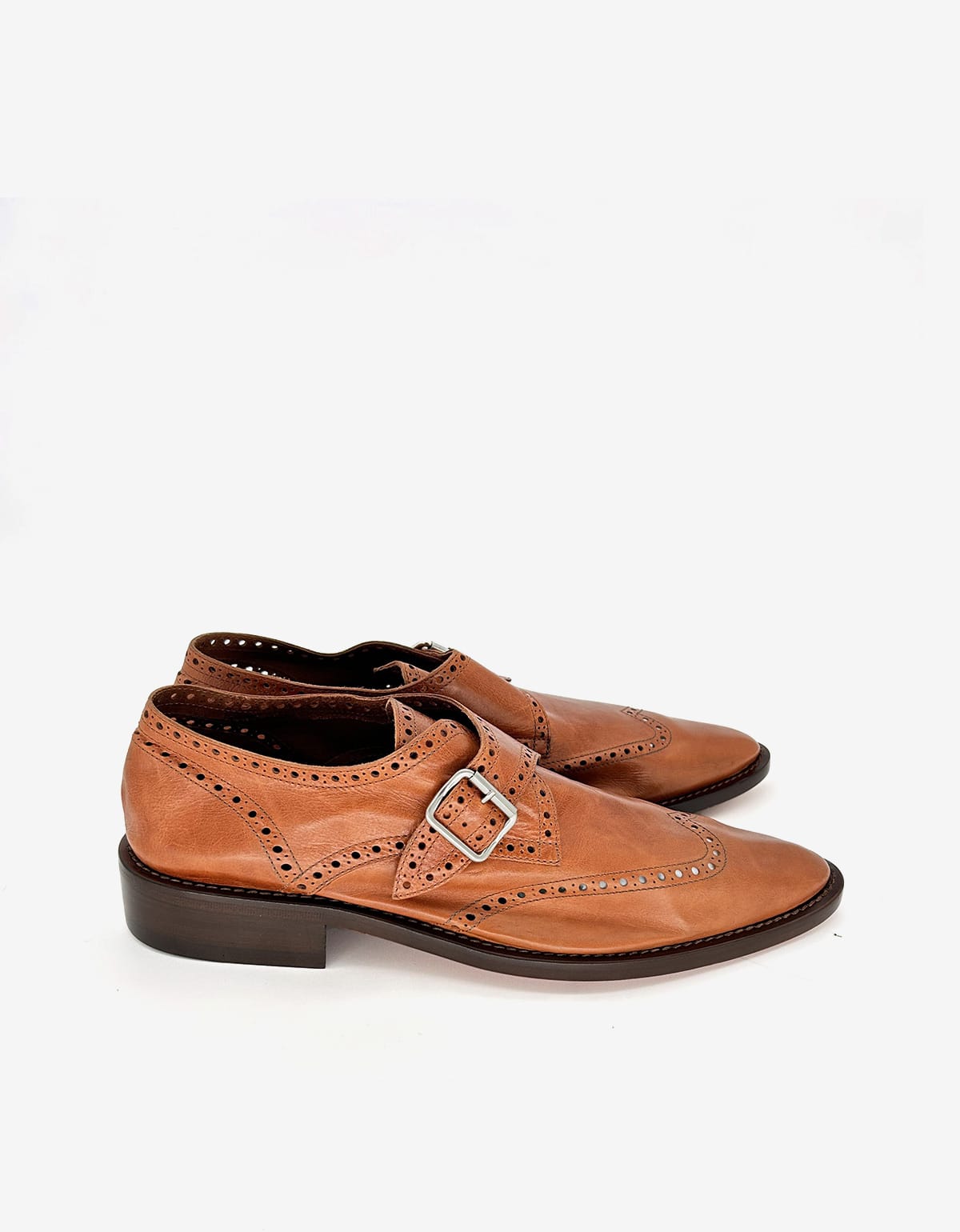 Balenciaga Marron Caramel Calf Leather Monk Strap Brogues