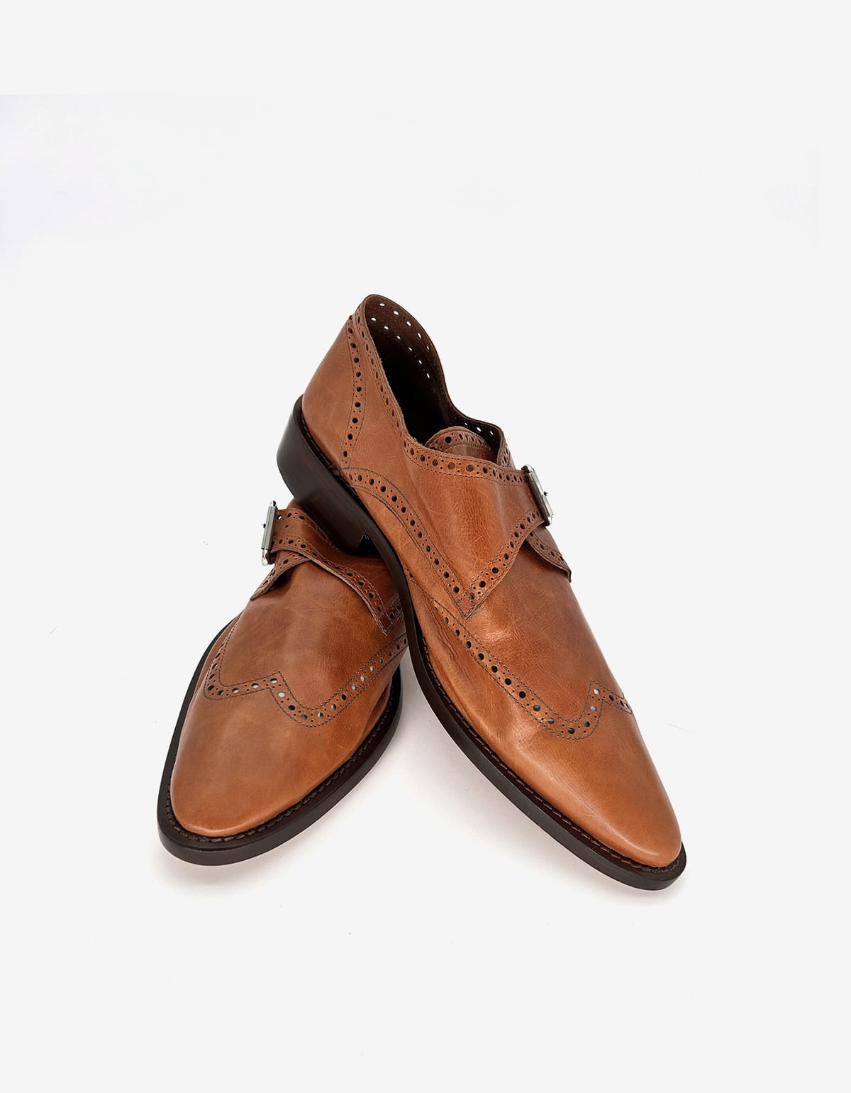 Balenciaga Marron Caramel Calf Leather Monk Strap Brogues