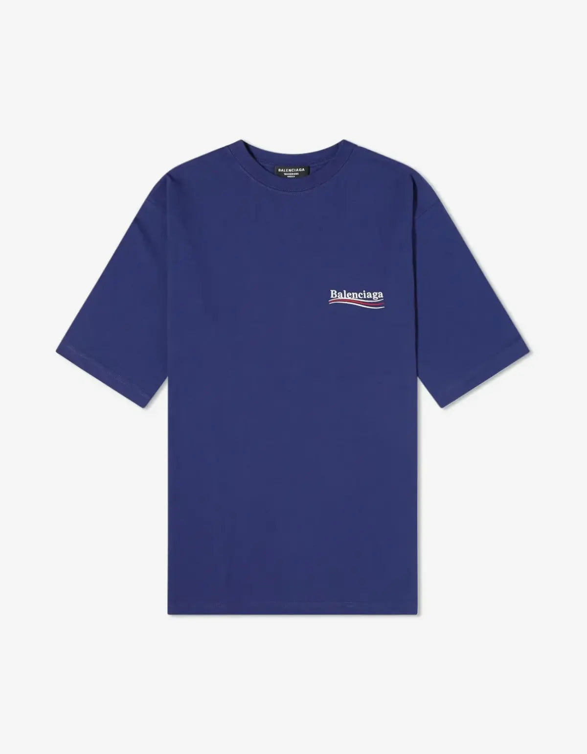 Balenciaga Pacific Blue Political Logo Print Large Fit T-Shirt Large Fit T-Shirt