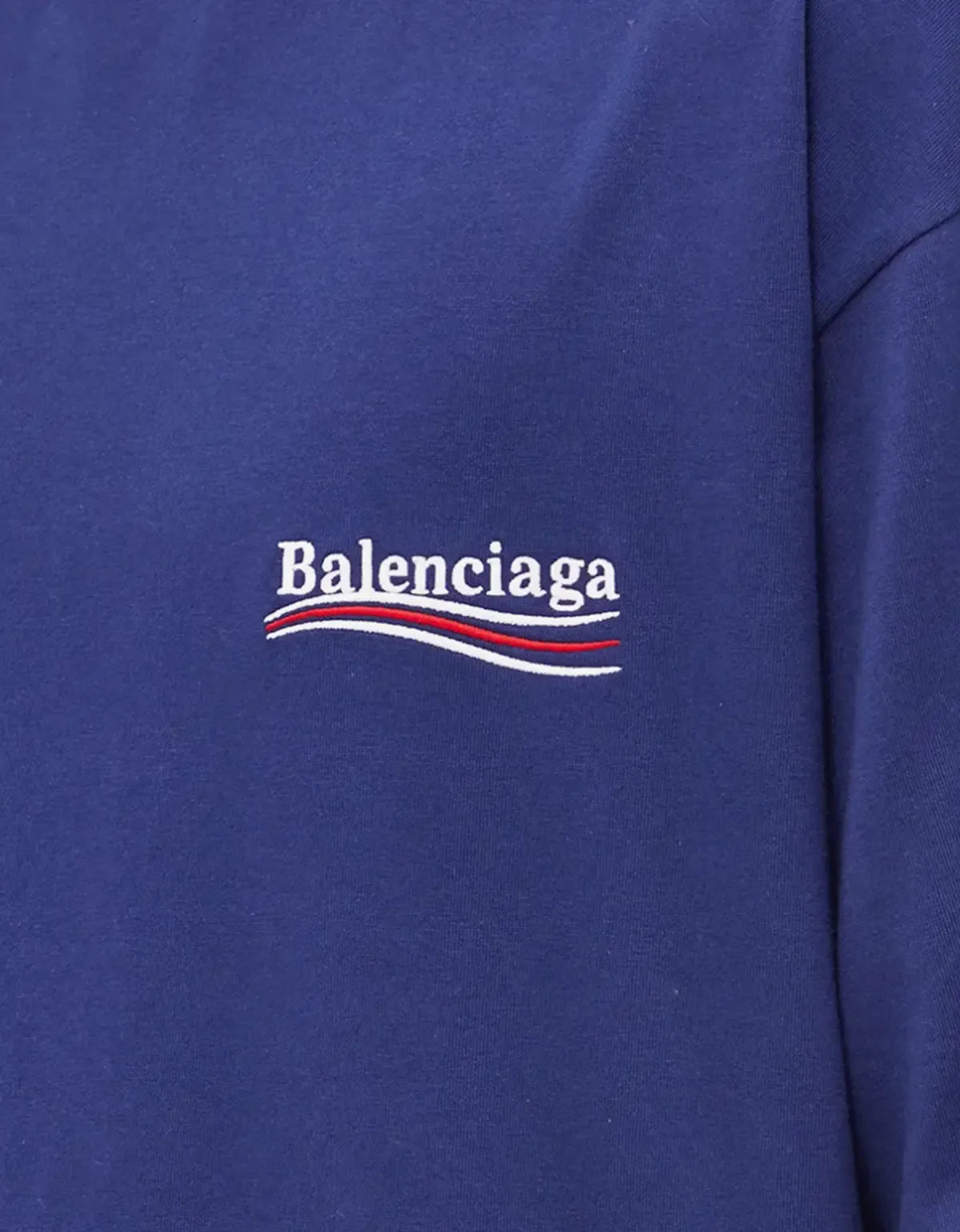 Balenciaga Pacific Blue Political Logo Print Large Fit T-Shirt Large Fit T-Shirt