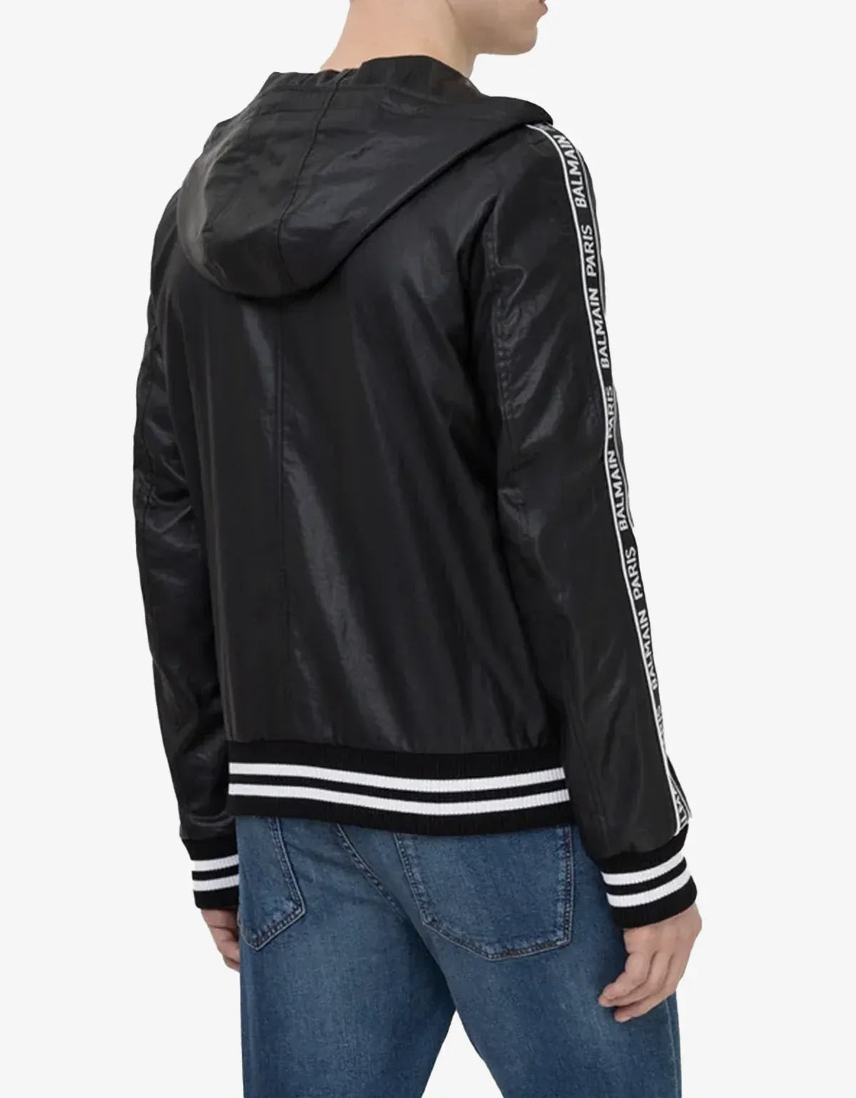 BALMAIN ロゴ ボンバージャケット Balmain Black Coated Nylon Logo Band Jacket – mens designer