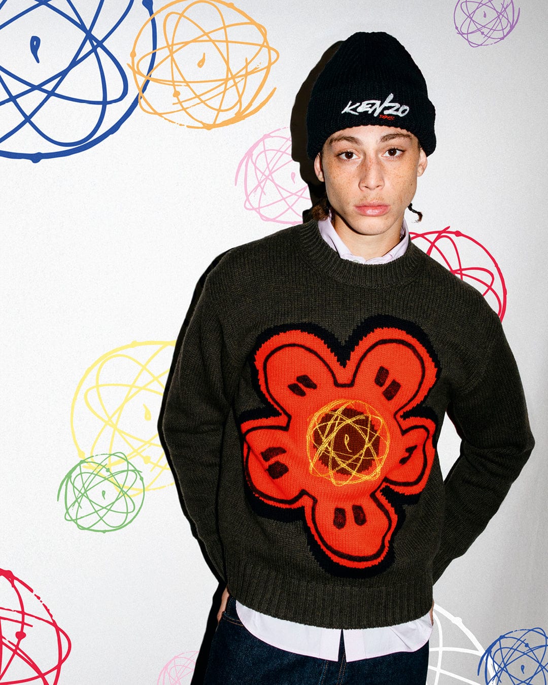 Kenzo Futura 2000 collectionn. Boke Flower and graffiti logo