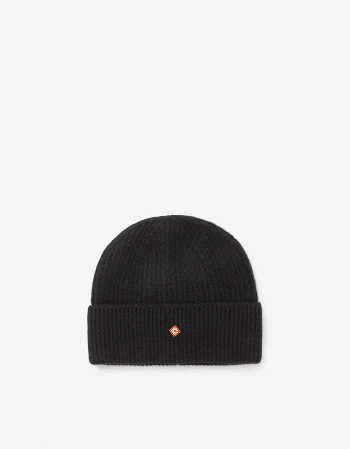 Casablanca Black Half Cardigan Wool Beanie Hat A-AW25-HAT-090-05