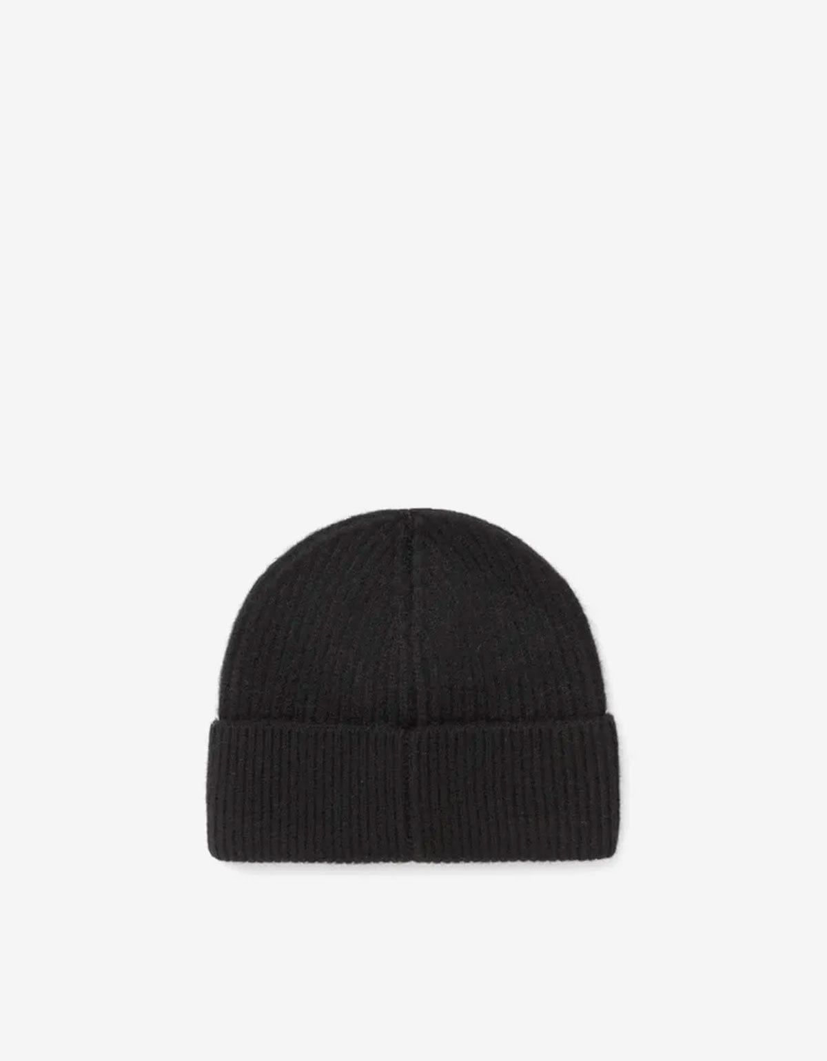 Casablanca Black Half Cardigan Wool Beanie Hat A-AW25-HAT-090-05