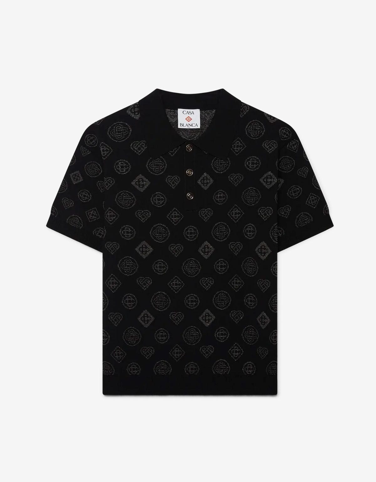 Casablanca Black Monogram Jacquard Polo Shirt M-AW25-KW-1126-01