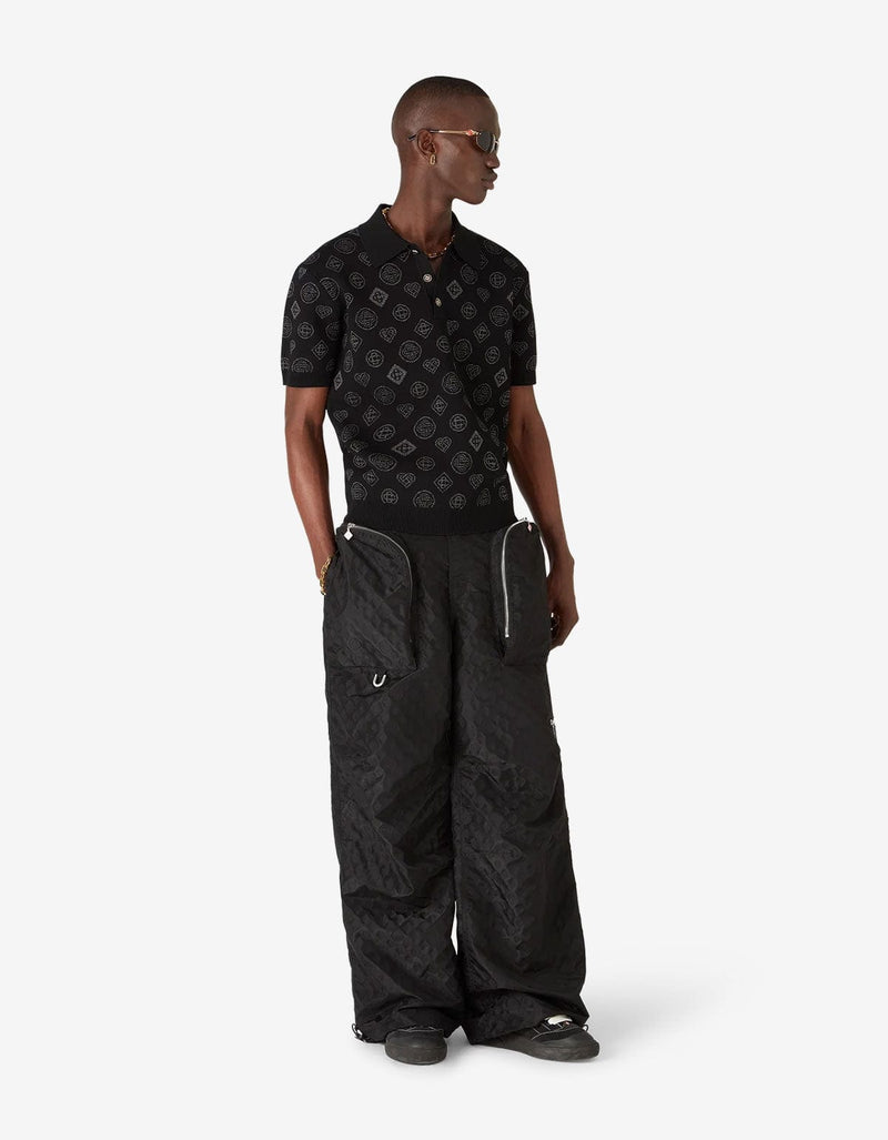 Casablanca Black Monogram Jacquard Polo Shirt M-AW25-KW-1126-01