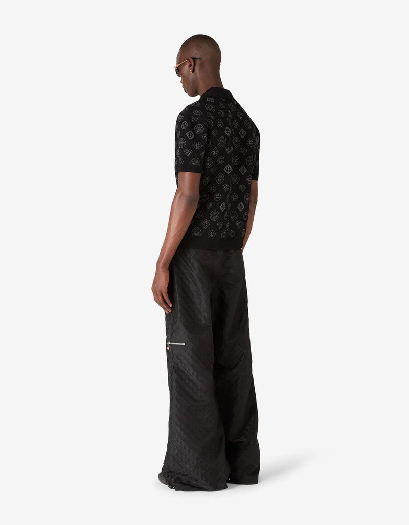 Casablanca Black Monogram Jacquard Polo Shirt M-AW25-KW-1126-01