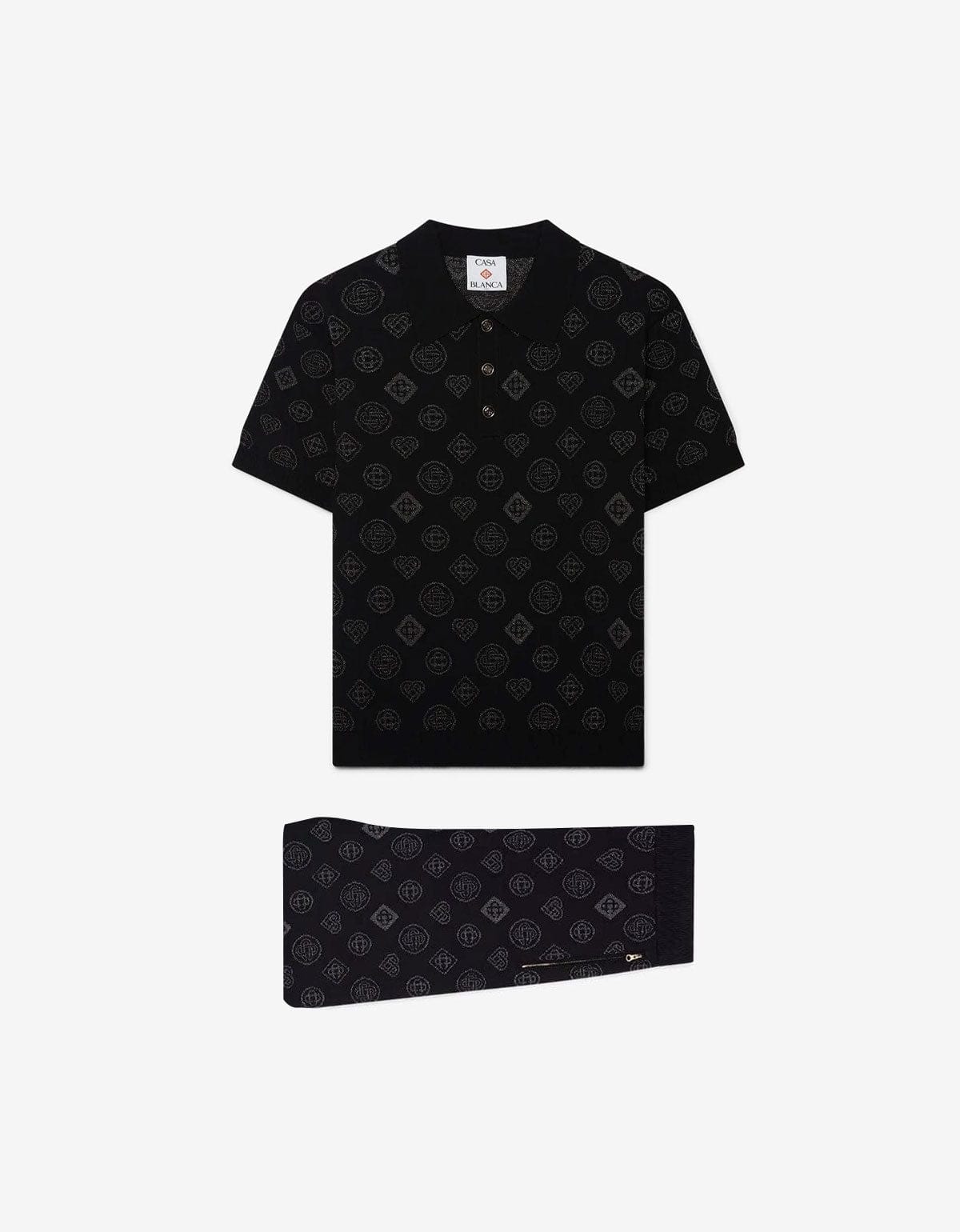 Casablanca Black Monogram Jacquard Polo Shirt & Trousers