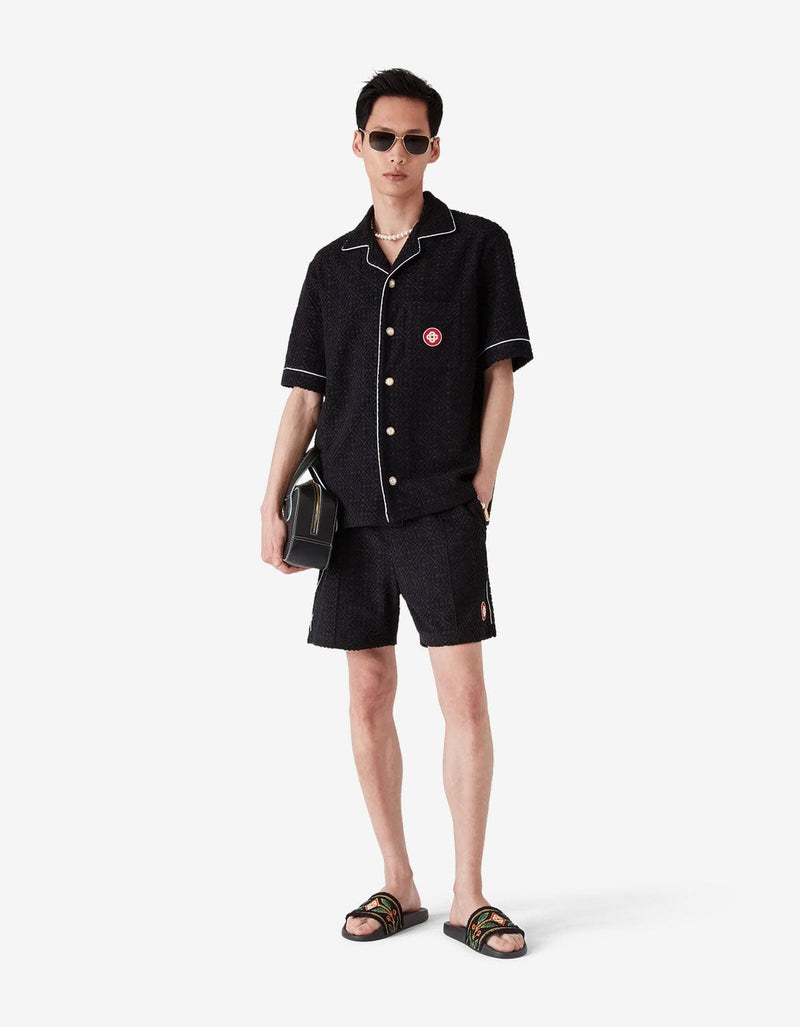 Casablanca Black Monogram Jacquard Towelling Shorts MPF25-JTR-271-02