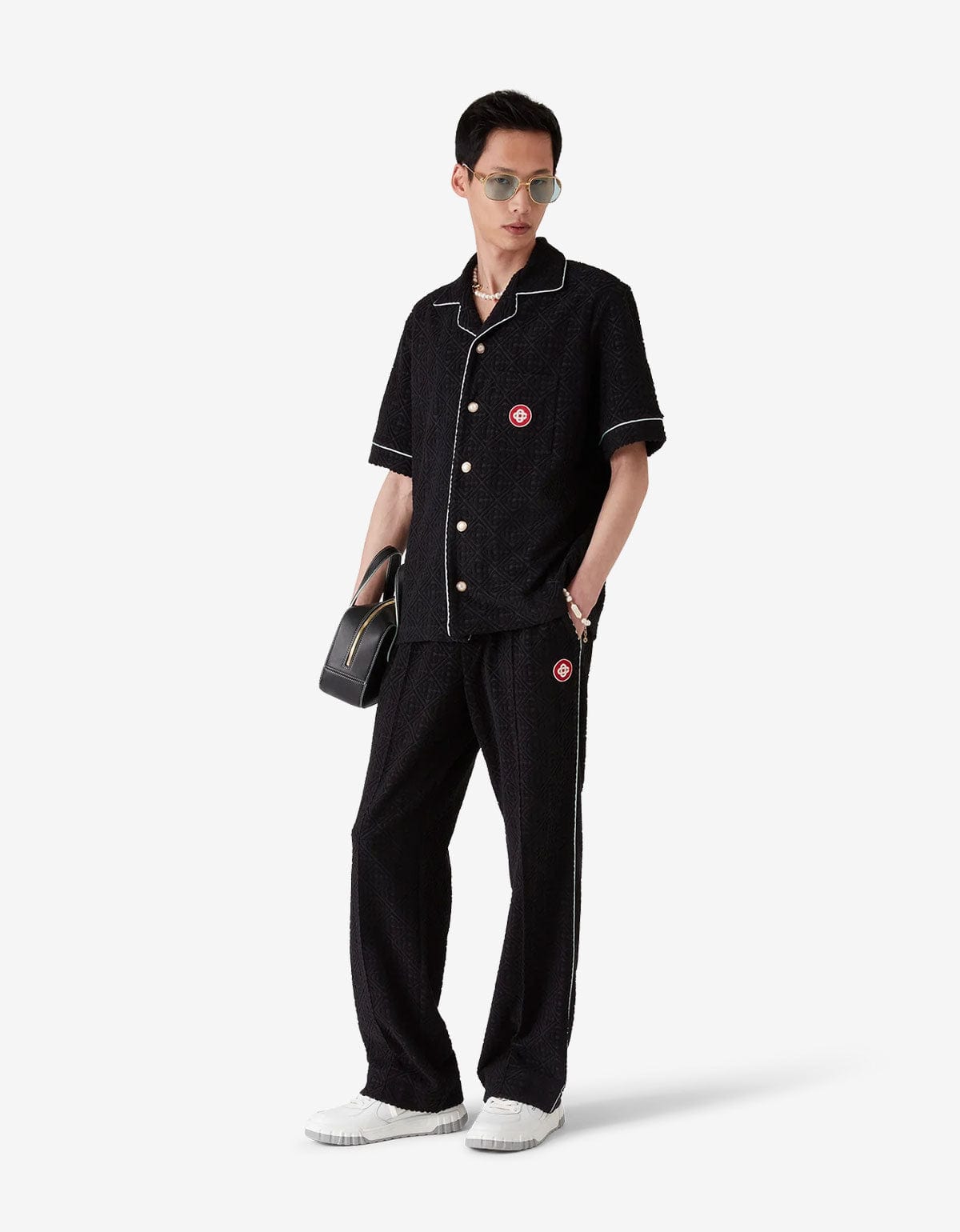 Casablanca Black Monogram Jacquard Towelling Trousers MPF25-JTR-270-01