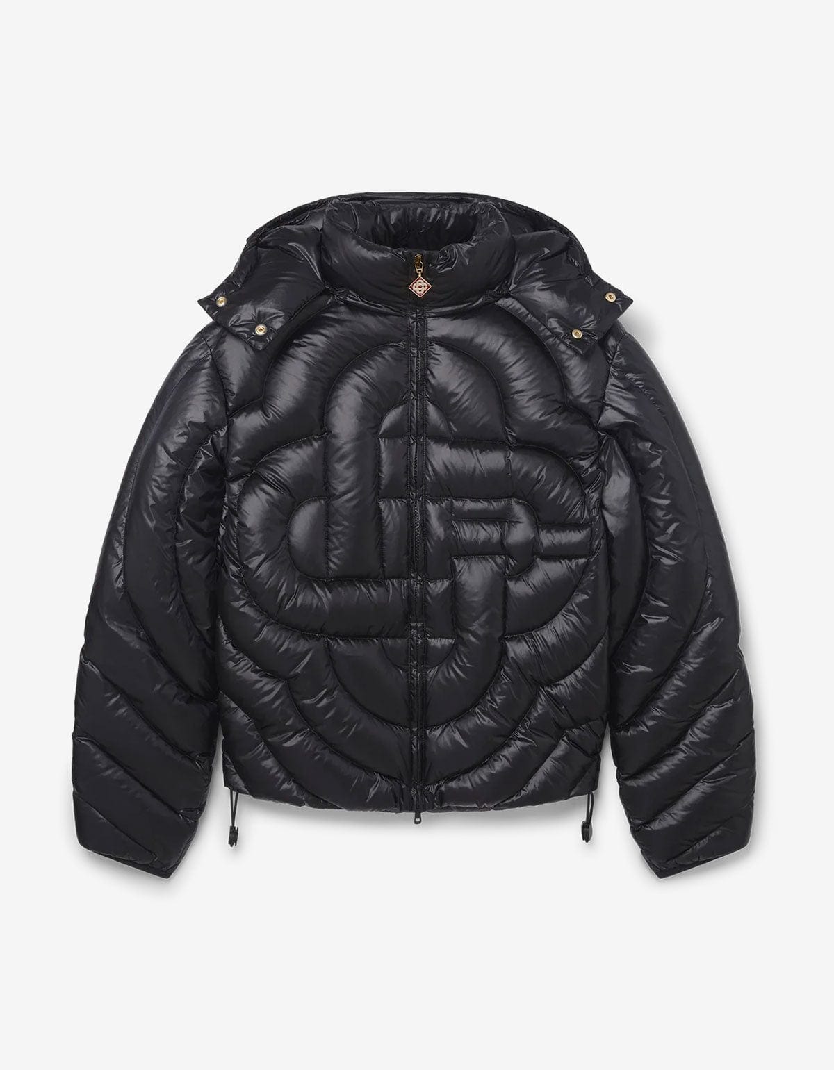 Casablanca Black Monogram Quilted Nylon Puffer Jacket M-AW25-OT-140-01