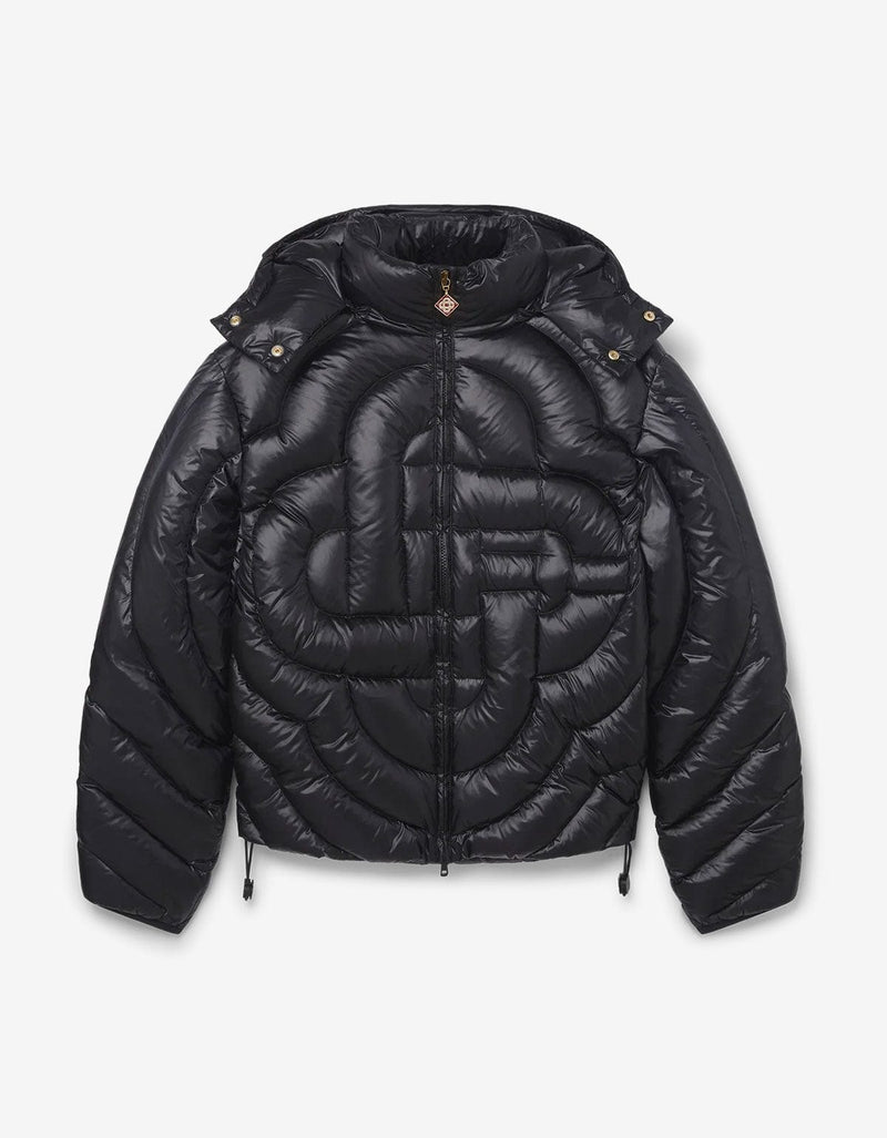 Casablanca Black Monogram Quilted Nylon Puffer Jacket M-AW25-OT-140-01