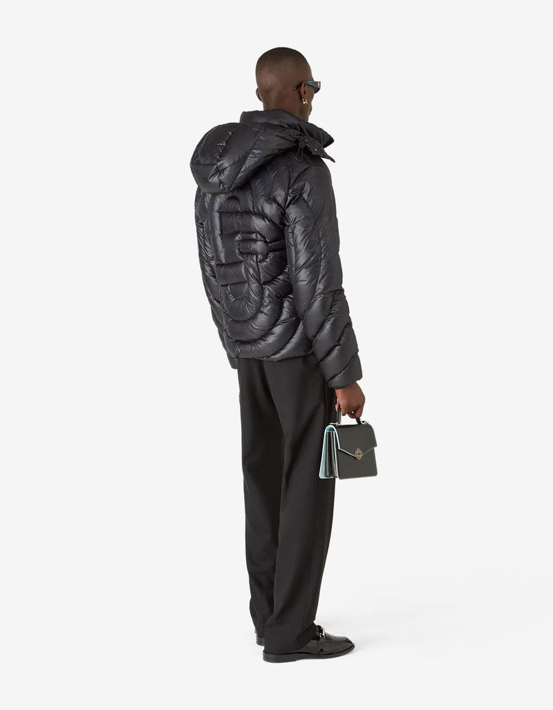 Casablanca Black Monogram Quilted Nylon Puffer Jacket M-AW25-OT-140-01