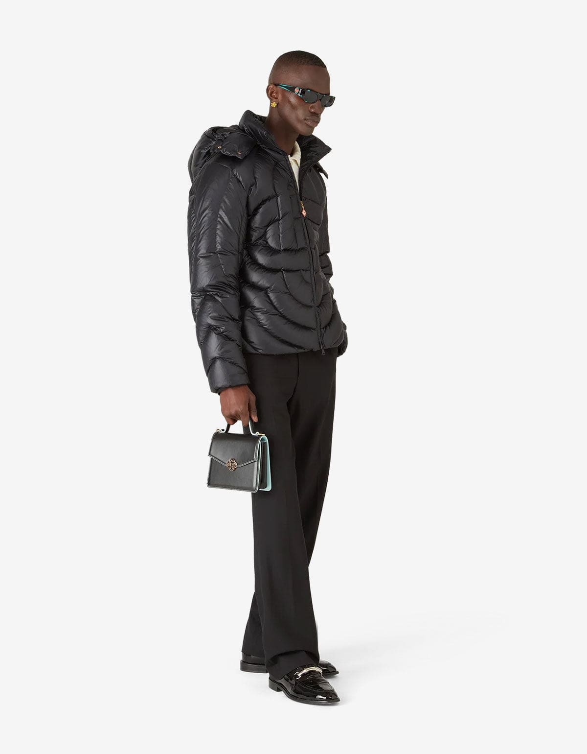 Casablanca Black Monogram Quilted Nylon Puffer Jacket M-AW25-OT-140-01