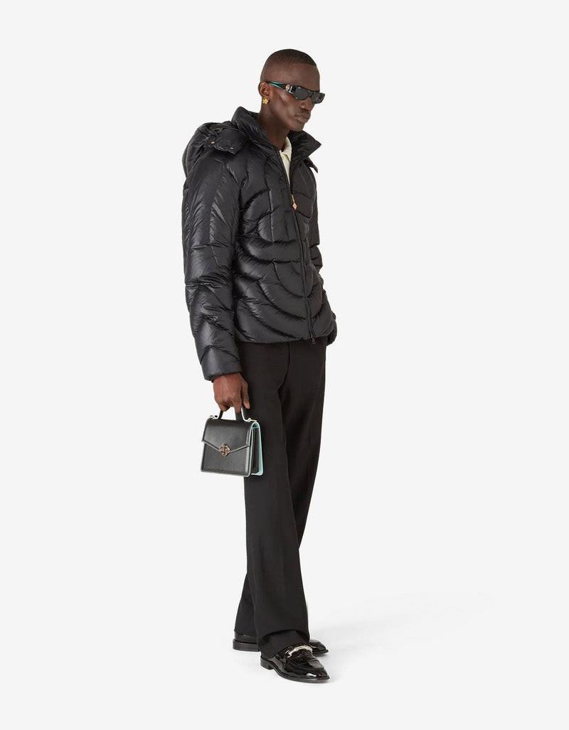 Casablanca Black Monogram Quilted Nylon Puffer Jacket M-AW25-OT-140-01