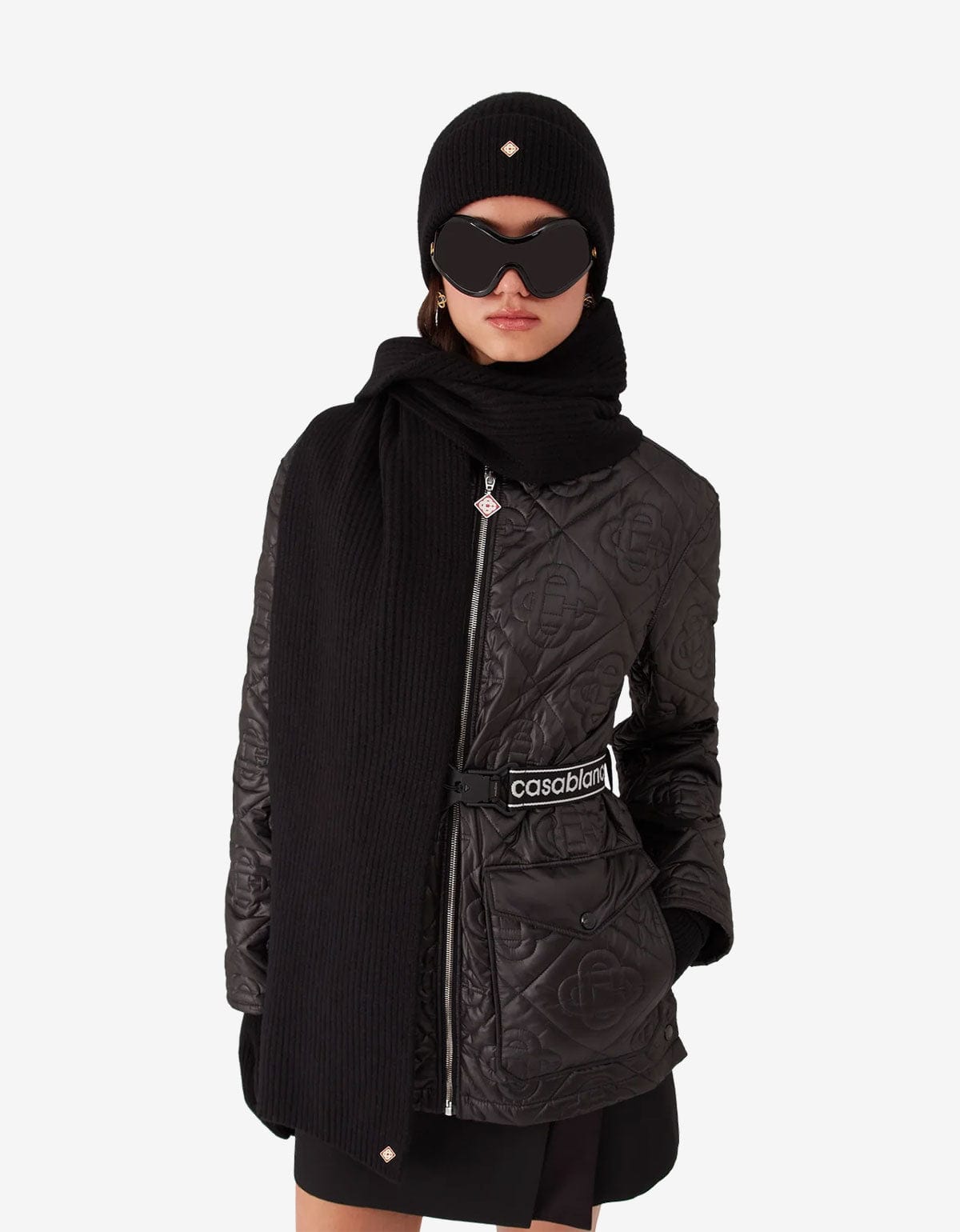 Casablanca Black Wool Rib Ski Scarf A-AW25-ACC-270-05-EX-SKI