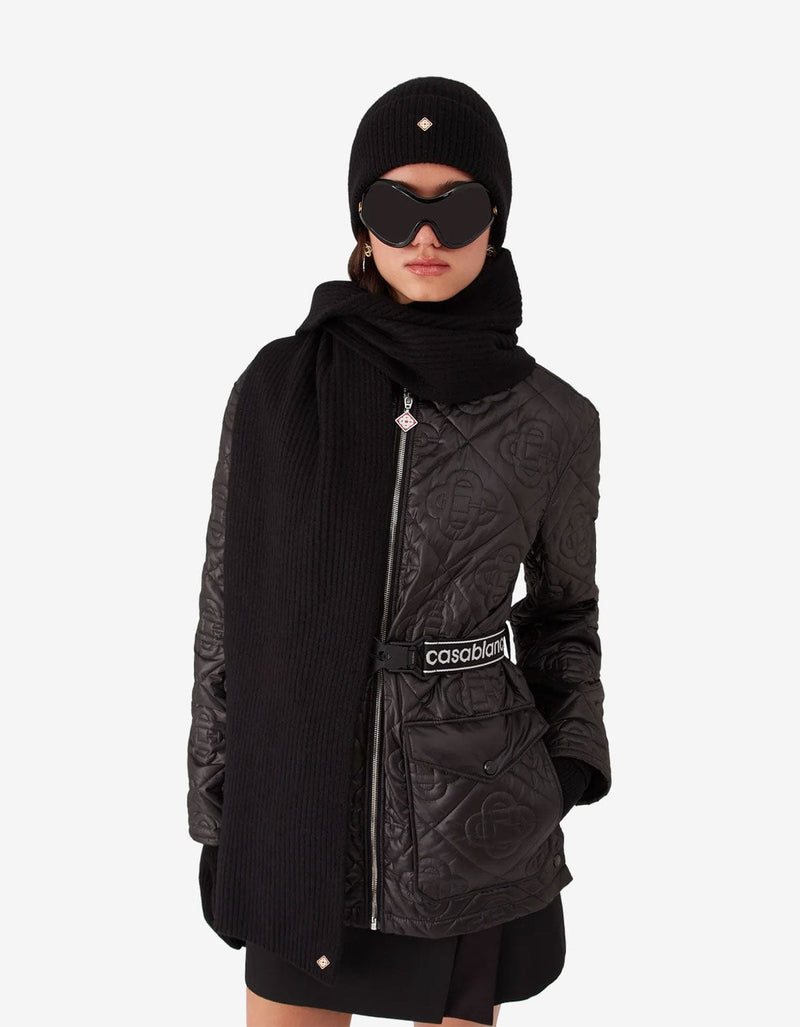 Casablanca Black Wool Rib Ski Scarf A-AW25-ACC-270-05-EX-SKI