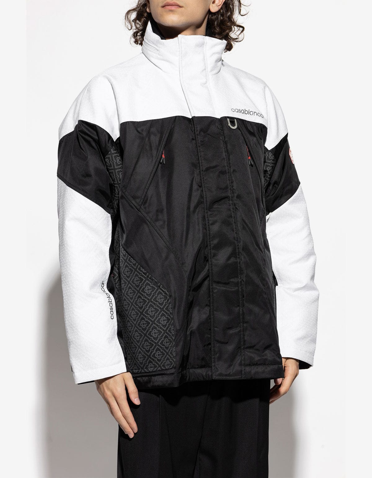 Casablanca Black and White Panelled Parka M-AW25-OT-188-01-EX-SKI