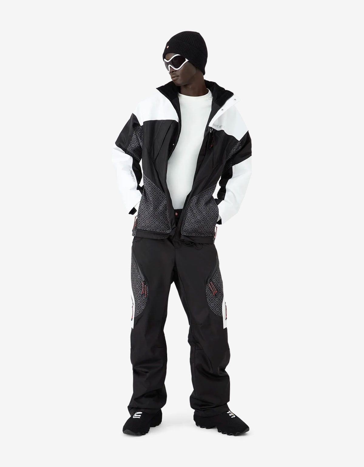Casablanca Black and White Ripstop Parka M-AW25-OT-188-01-EX-SKI