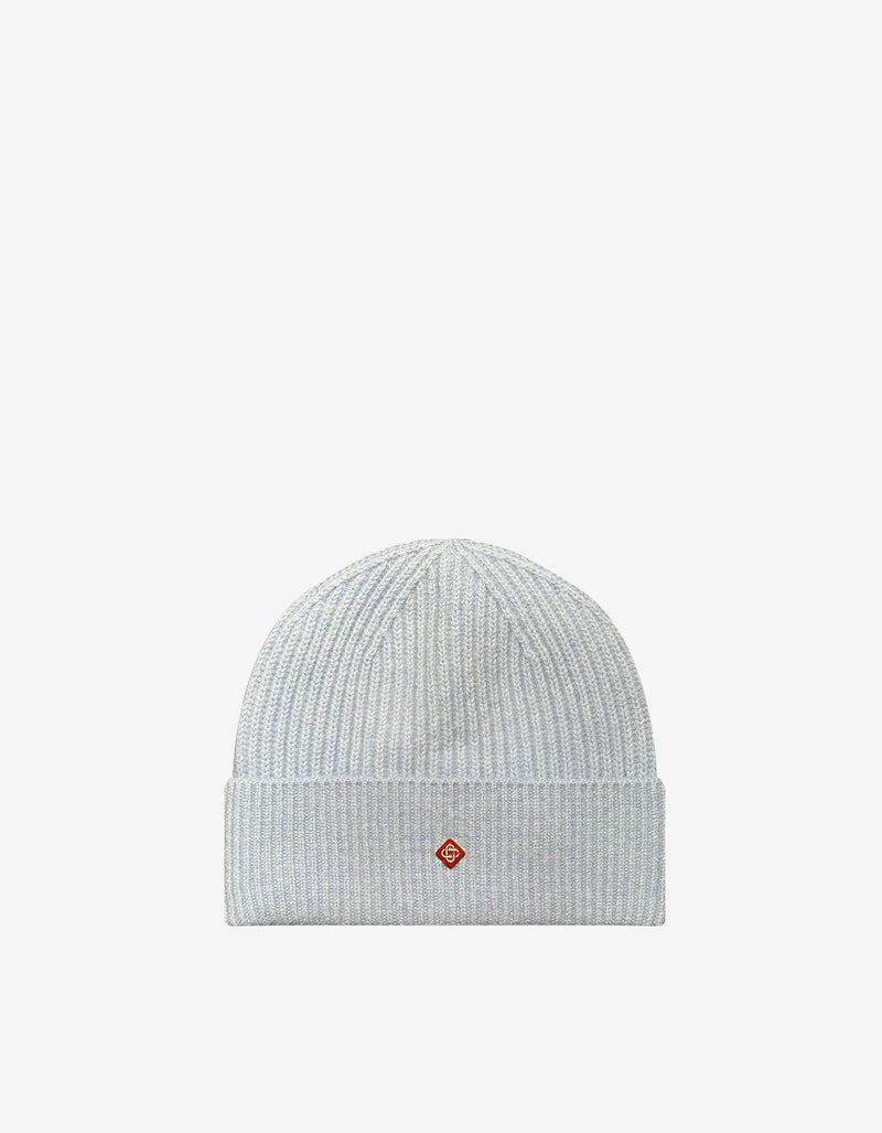 Casablanca Blue Half Cardigan Wool Beanie Hat A-AW25-HAT-090-02-EX-SKI