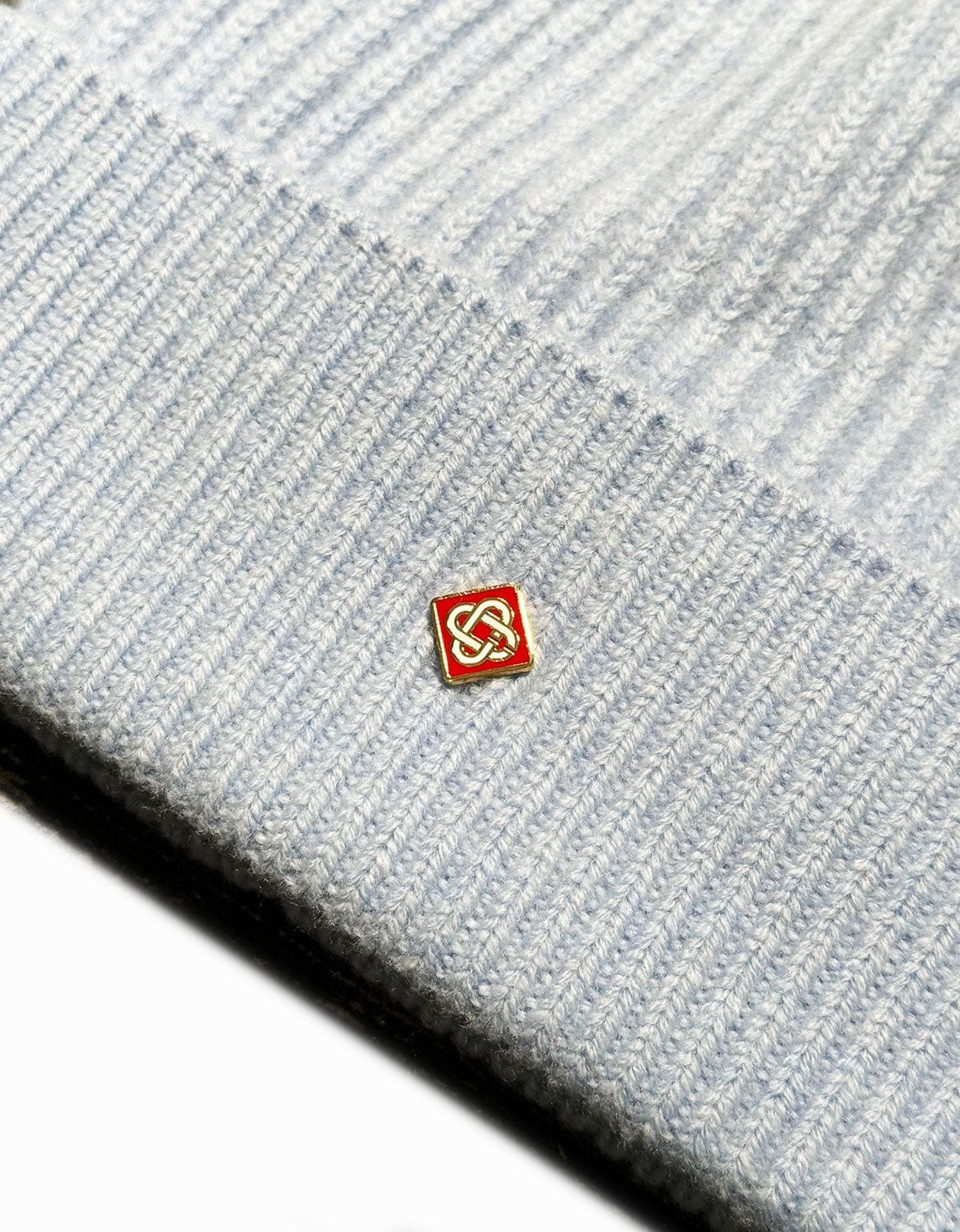 Casablanca Blue Half Cardigan Wool Beanie Hat A-AW25-HAT-090-02-EX-SKI