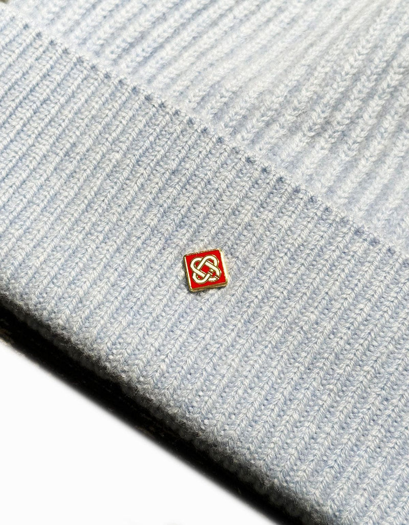 Casablanca Blue Half Cardigan Wool Beanie Hat A-AW25-HAT-090-02-EX-SKI