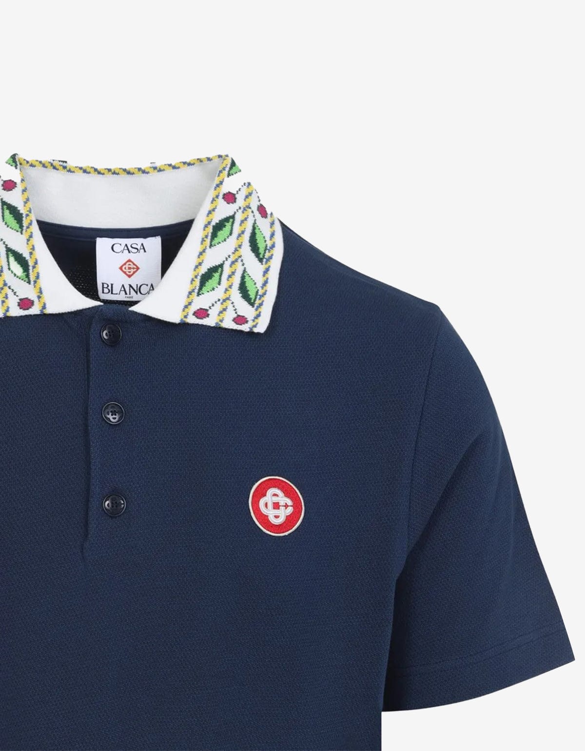 Casablanca Blue Laurel Pique Short Sleeve Polo Shirt – Zoo