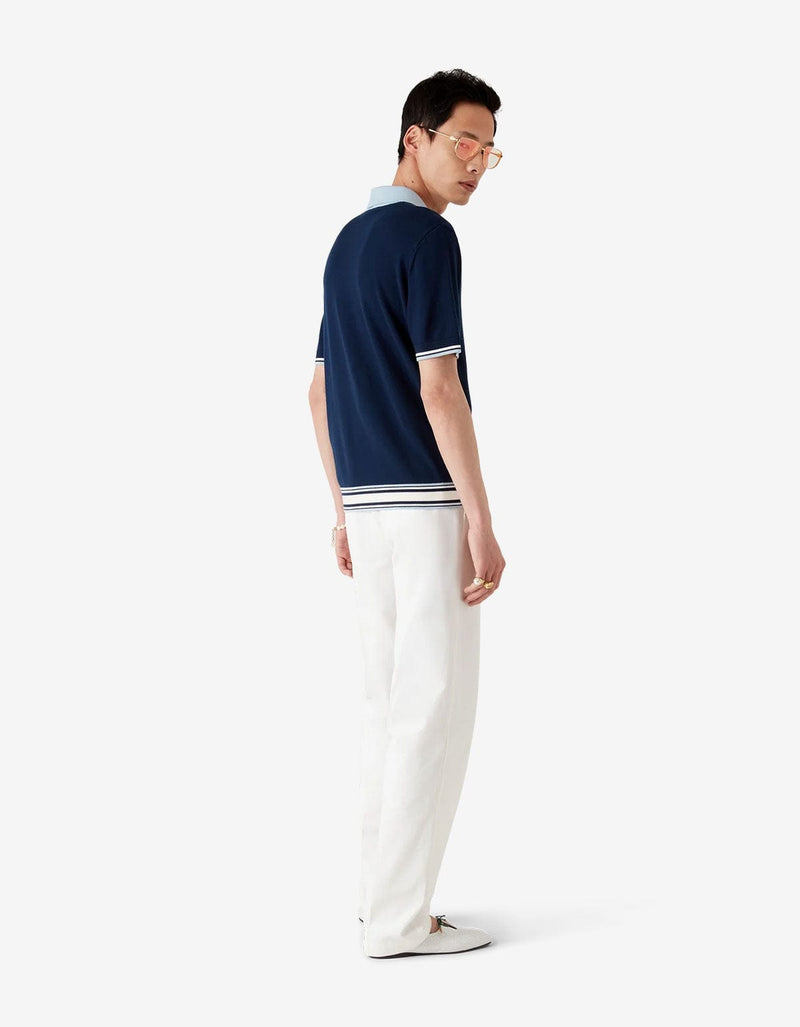 Casablanca Blue Merino Knit Tennis Polo Shirt MPF25-KW-1002-01