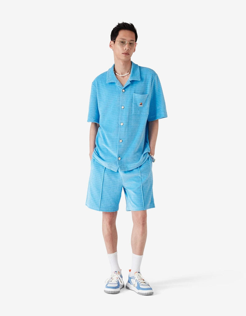 Casablanca Blue Velour Stripe Shorts MPF25-JTR-274-01