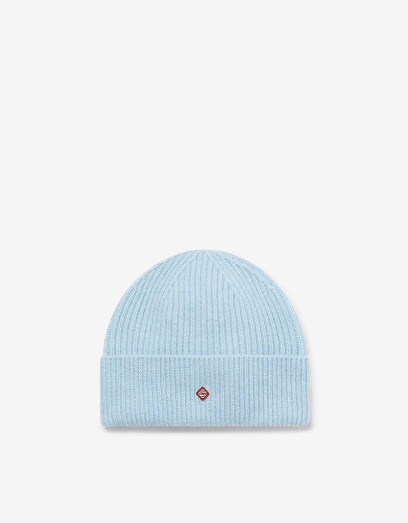 Casablanca Blue Wool Rib Beanie Hat A-AW25-HAT-090-02-EX-SKI