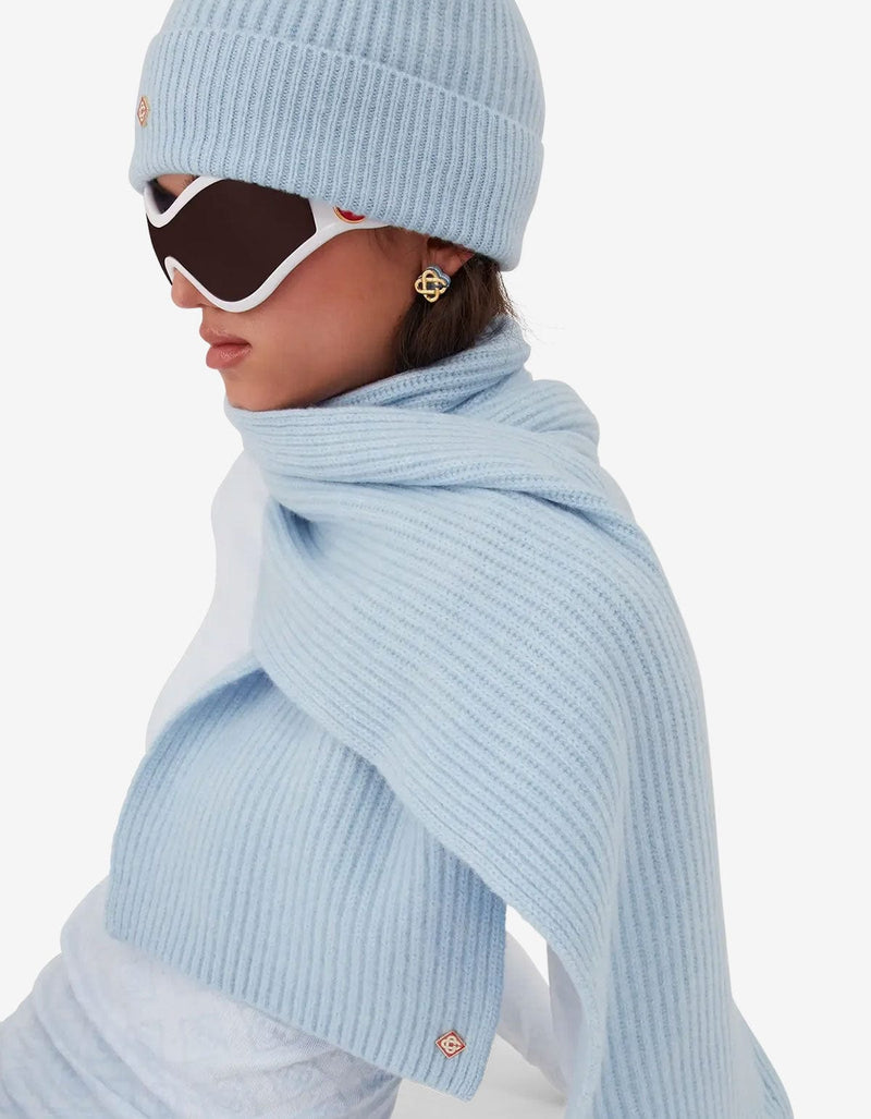 Casablanca Blue Wool Rib Ski Scarf A-AW25-ACC-270-02-EX-SKI
