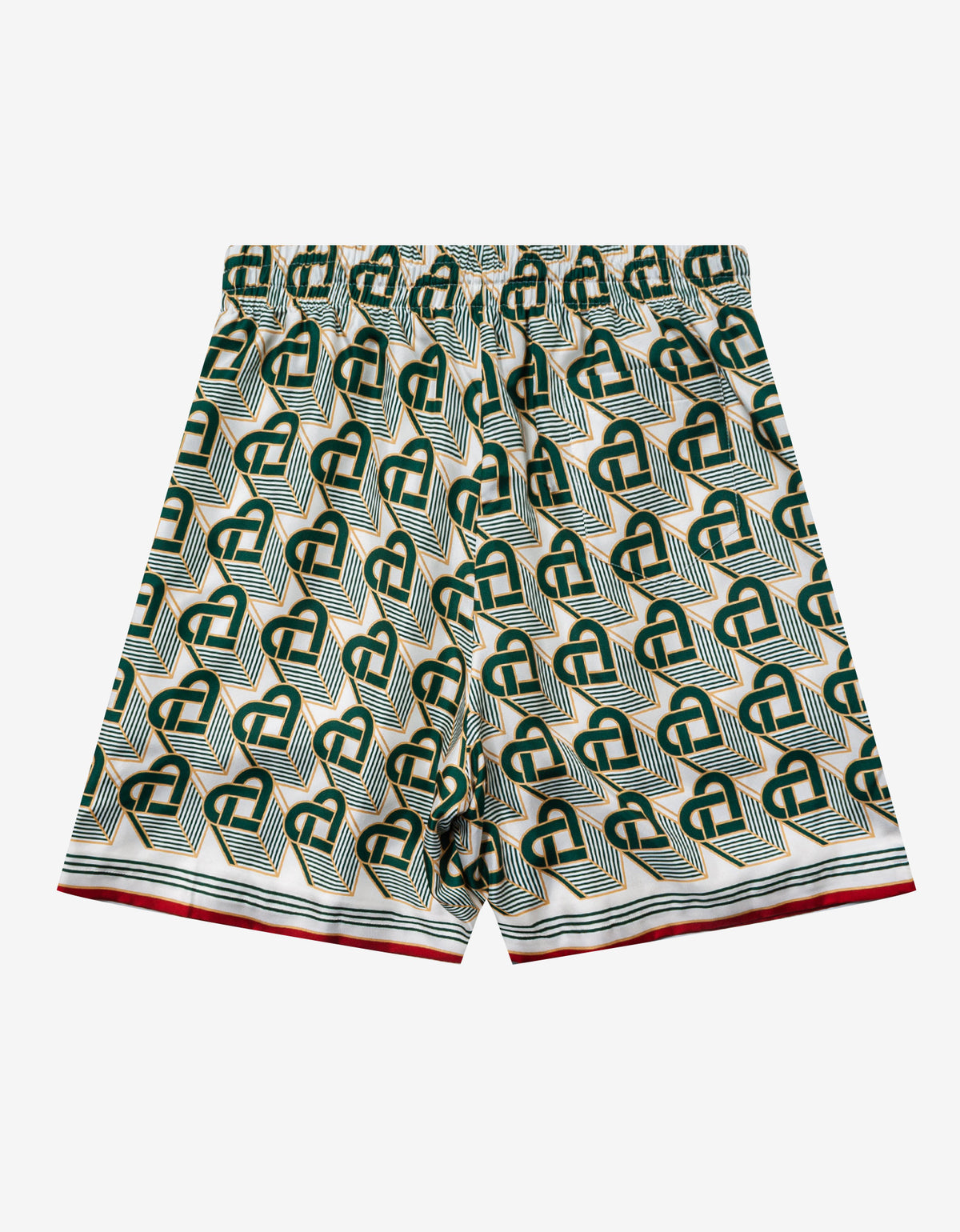 Green Heart Monogram Silk Shorts