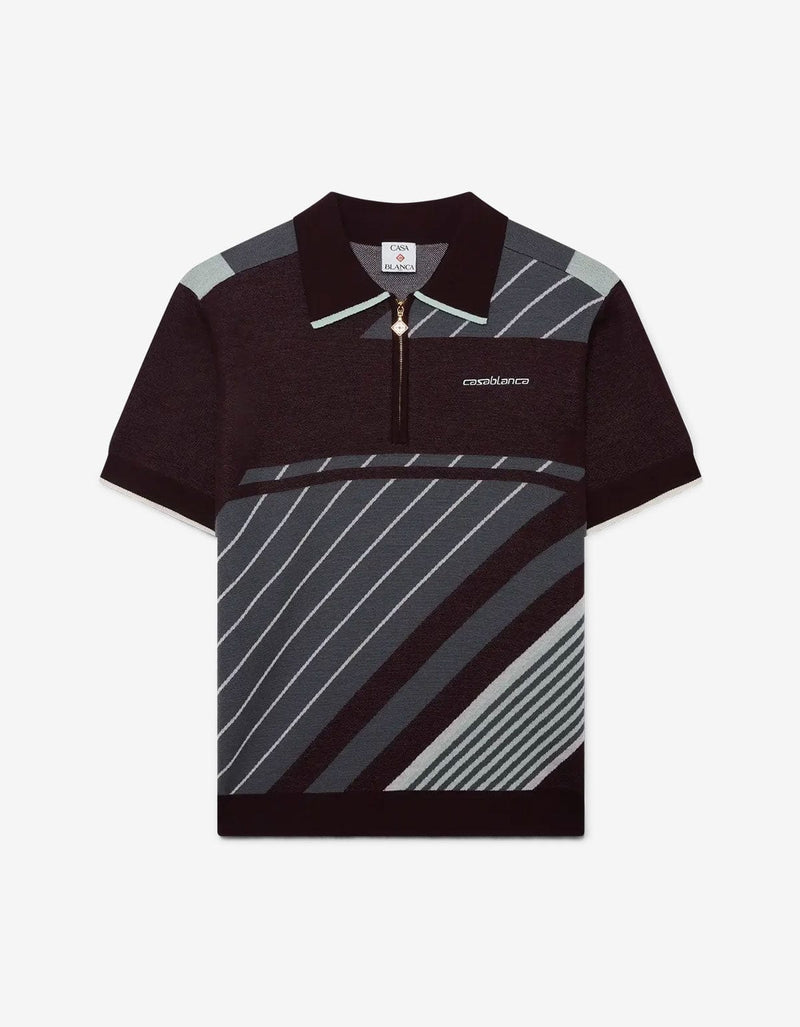 Casablanca Purple Merino Diagonal Polo Shirt M-AW25-KW-1101-01