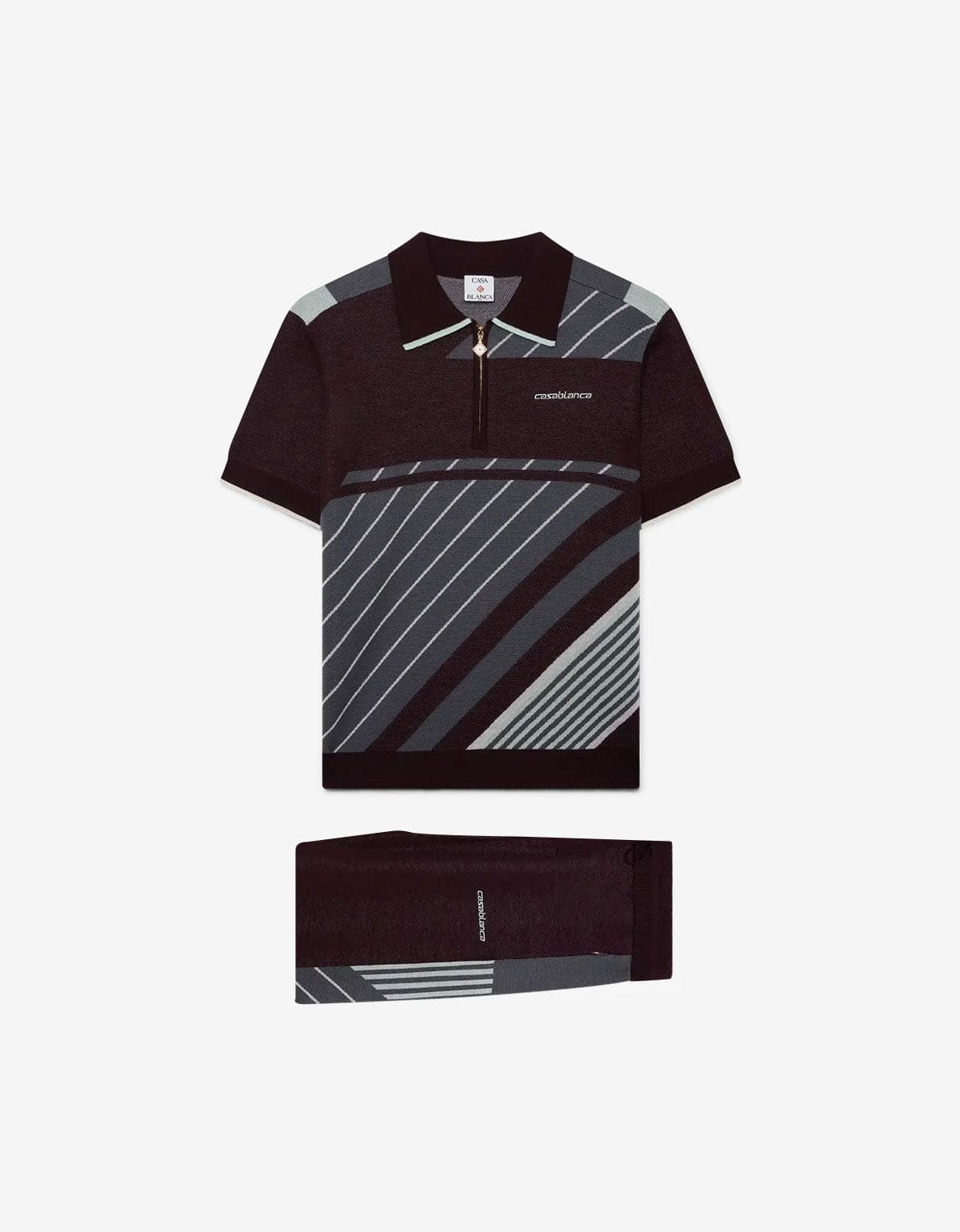 Casablanca Purple Merino Diagonal Polo Shirt & Tennis Trousers