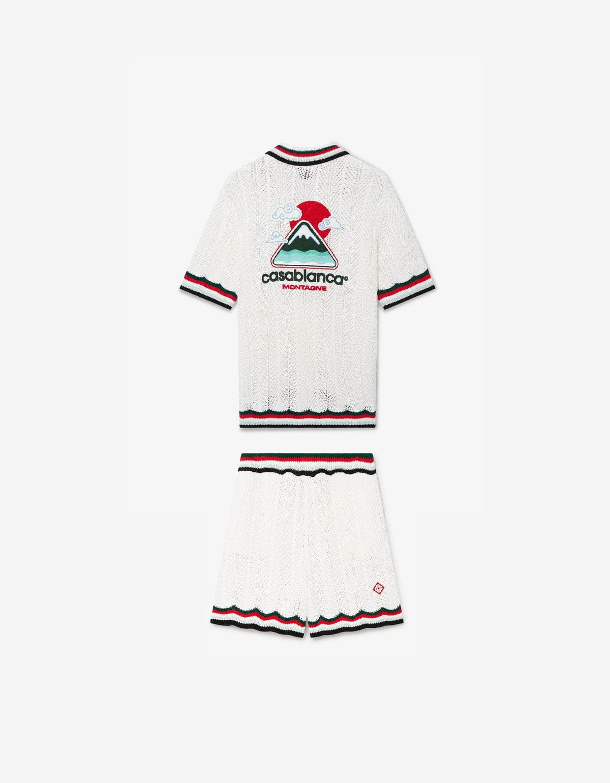 Casablanca White Cotton Montagne Ondulee Crochet Shirt & Shorts