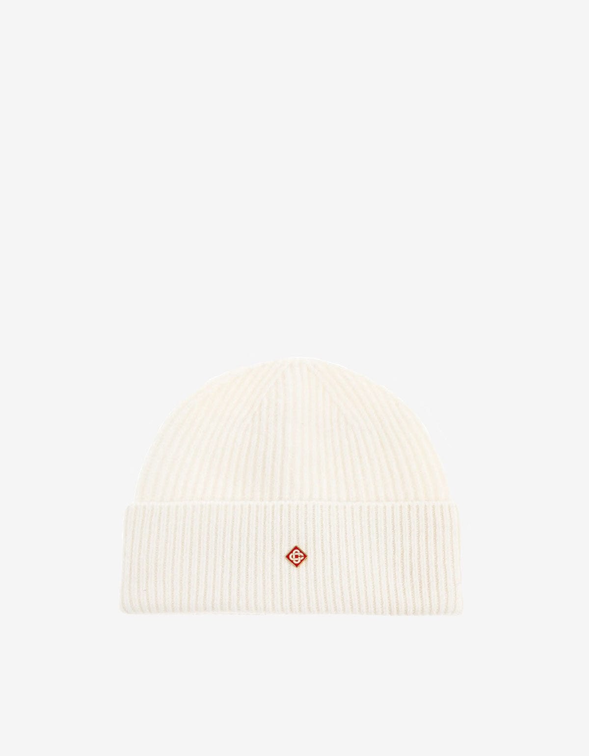 Casablanca White Half Cardigan Wool Beanie Hat A-AW25-HAT-090-01-EX-SKI