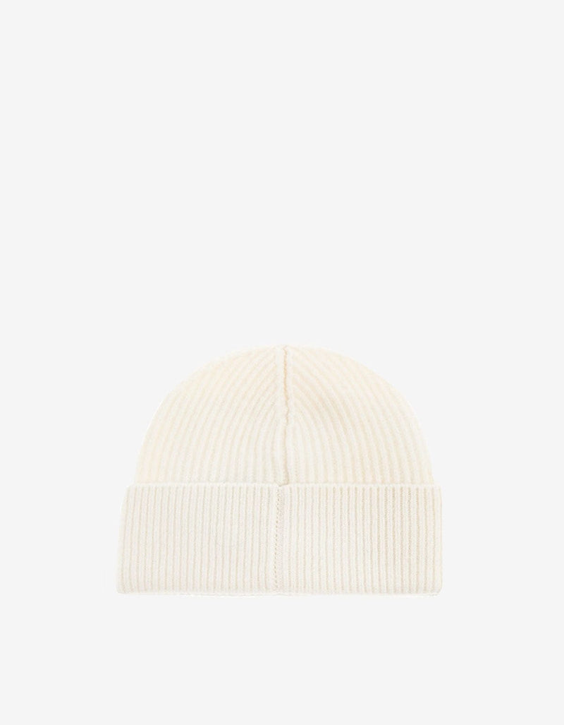 Casablanca White Half Cardigan Wool Beanie Hat A-AW25-HAT-090-01-EX-SKI