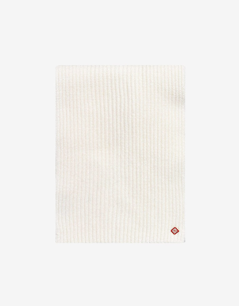 Casablanca White Half Cardigan Wool Scarf A-AW25-ACC-270-01-EX-SKI