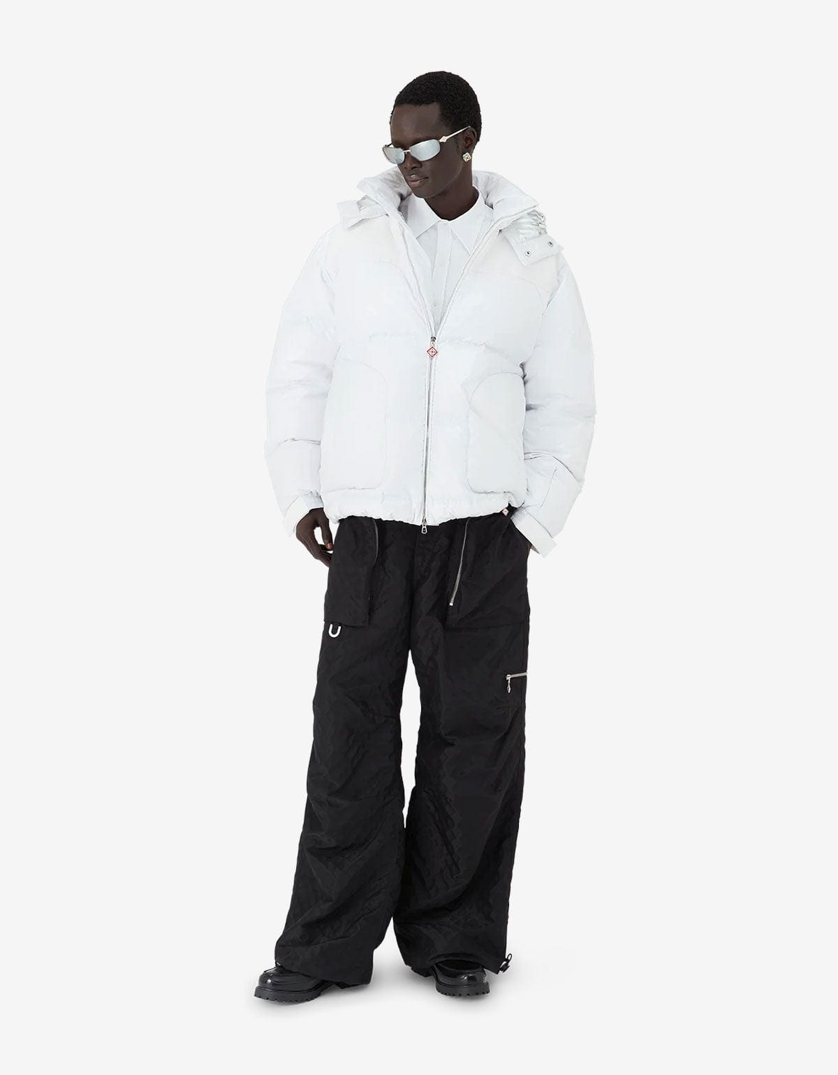 Casablanca White Nylon & Ripstop Puffer Jacket M-AW25-OT-197-01-EX-SKI