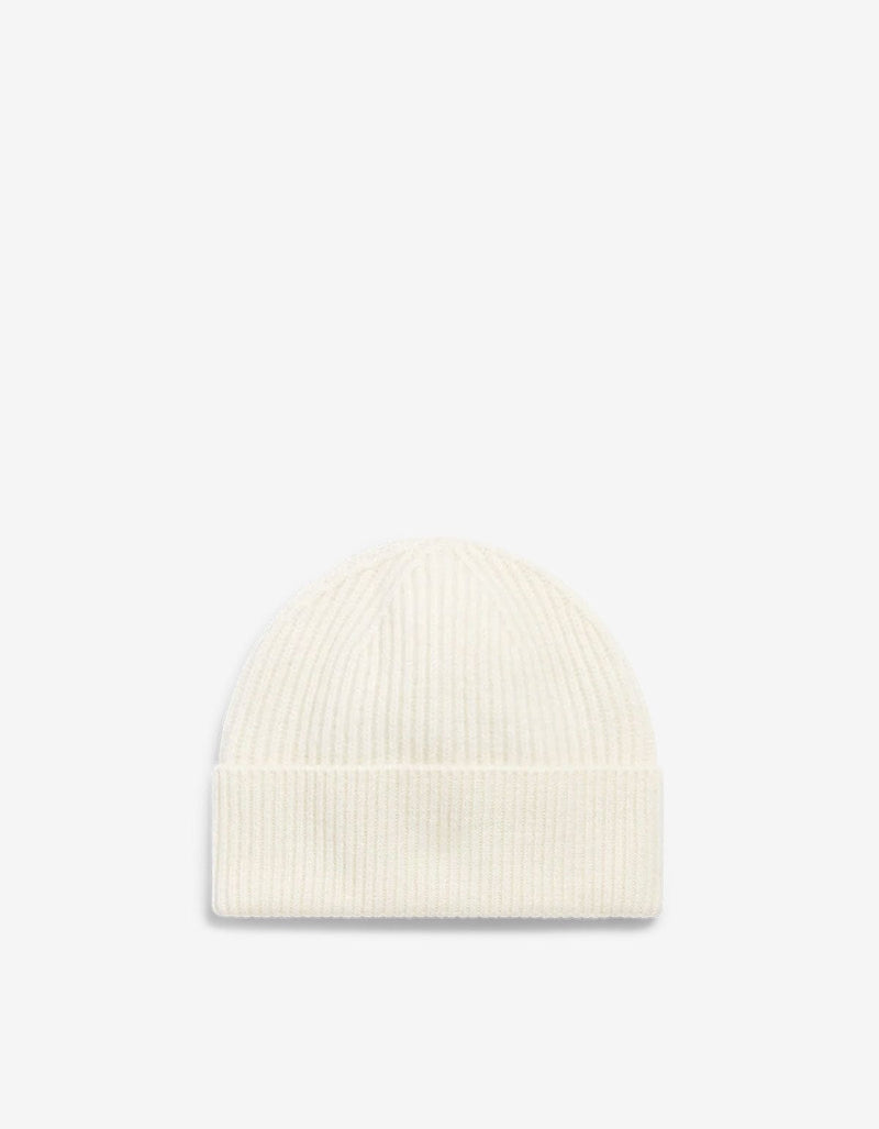 Casablanca White Rib Wool Beanie Hat A-AW25-HAT-090-01-EX-SKI