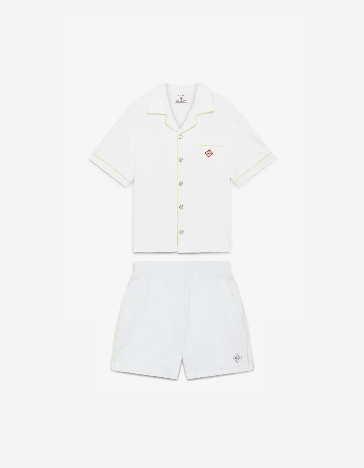 Casablanca White Towelling Monogram Short Sleeve Shirt & Short