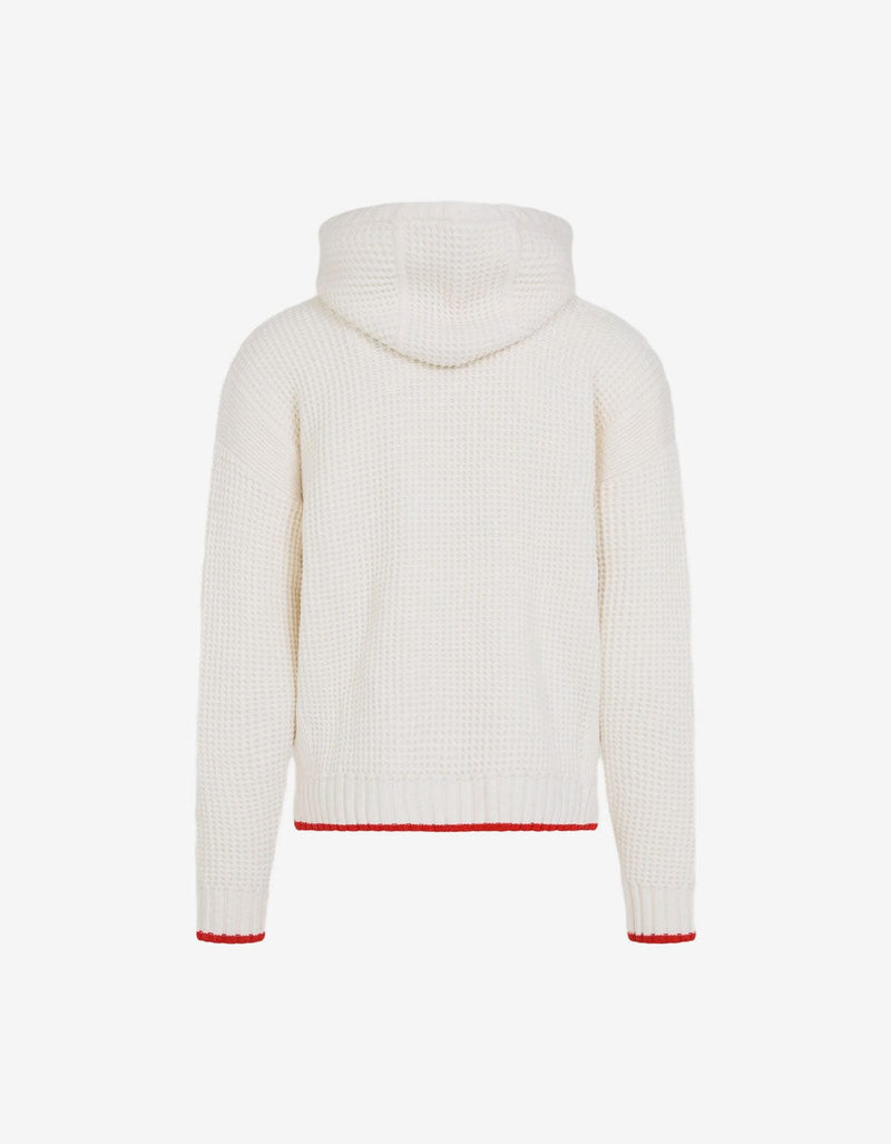 Casablanca White Waffle Knit Hoodie