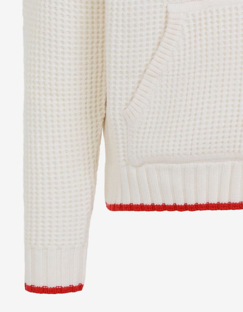 Casablanca White Waffle Knit Hoodie