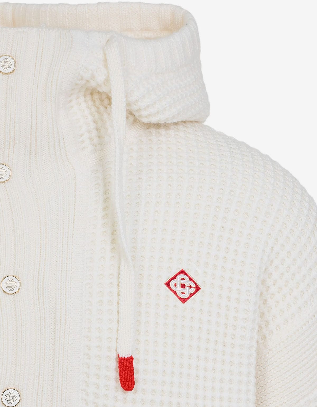 Casablanca White Waffle Knit Hoodie